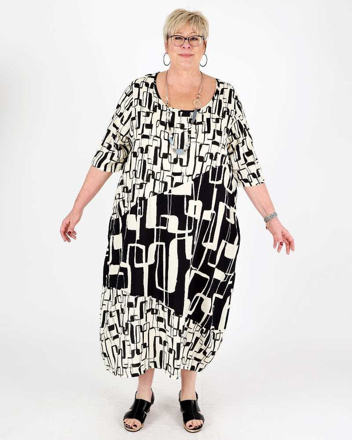 Black and White Dress Nectarine - G!Ozé