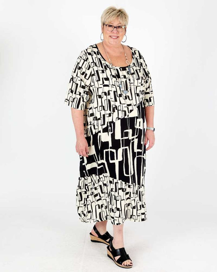 Black and White Dress Nectarine - G!Ozé