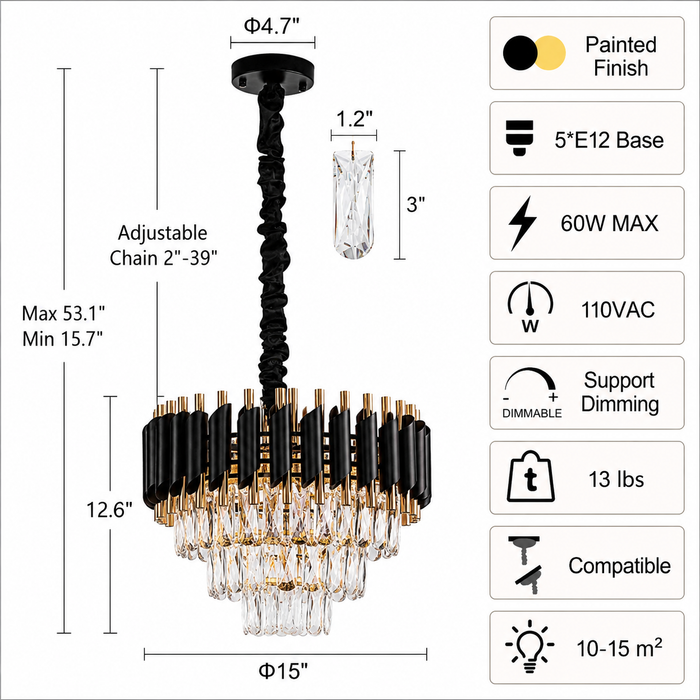 Black Mamba Modern Crystal Pendant