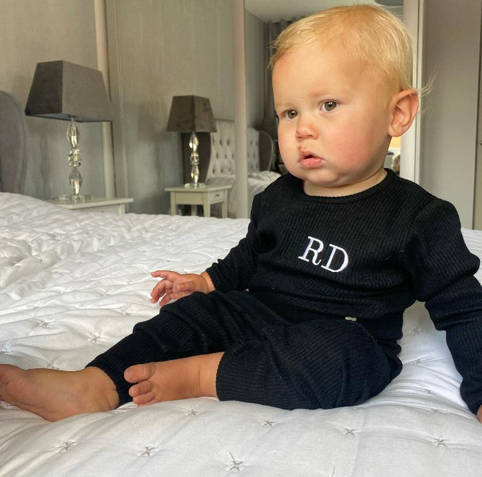 Black Ribbed Tracksuit