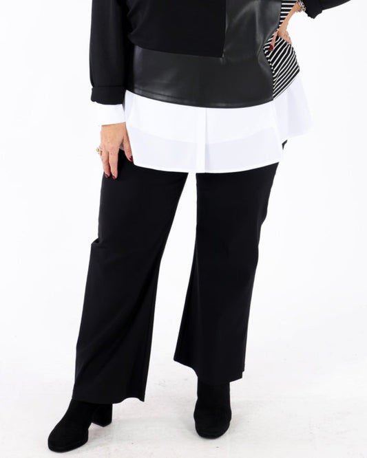 Black Scuba Jersey Wide-Leg Pull-On Pants - Joseph Ribkoff