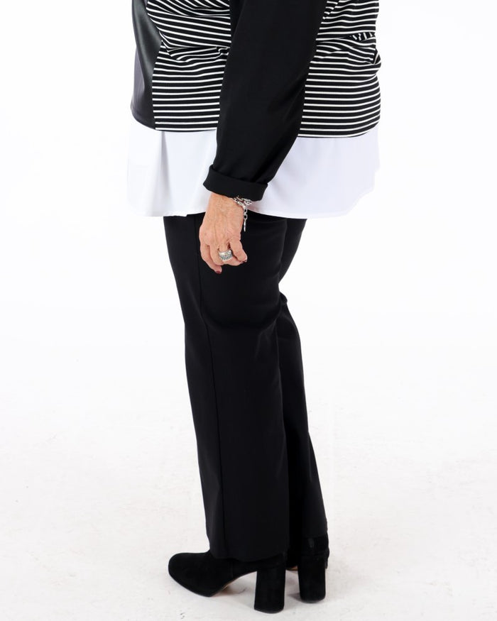 Black Scuba Jersey Wide-Leg Pull-On Pants - Joseph Ribkoff