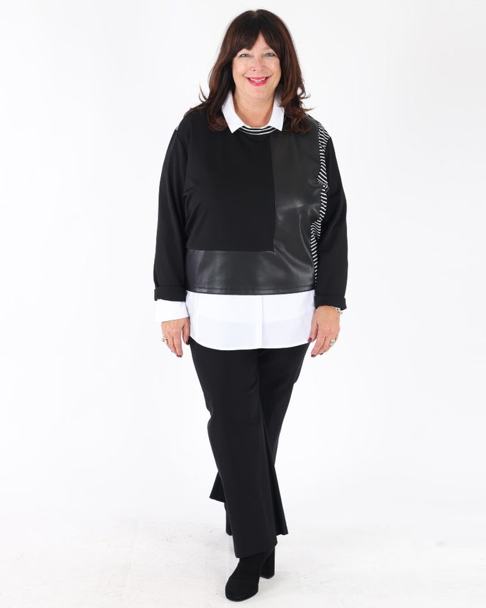 Black Scuba Jersey Wide-Leg Pull-On Pants - Joseph Ribkoff