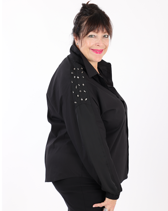 Black shirt with sparkling stones  - MAT