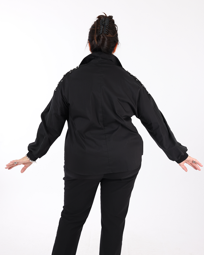 Black shirt with sparkling stones  - MAT