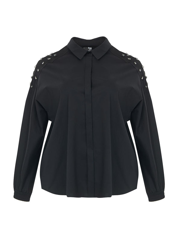 Black shirt with sparkling stones  - MAT