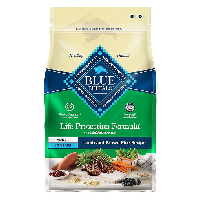 Blue Buffalo Life Protection Formula Adult Dry Dog Food, Lamb & Brown Rice, 36 lb