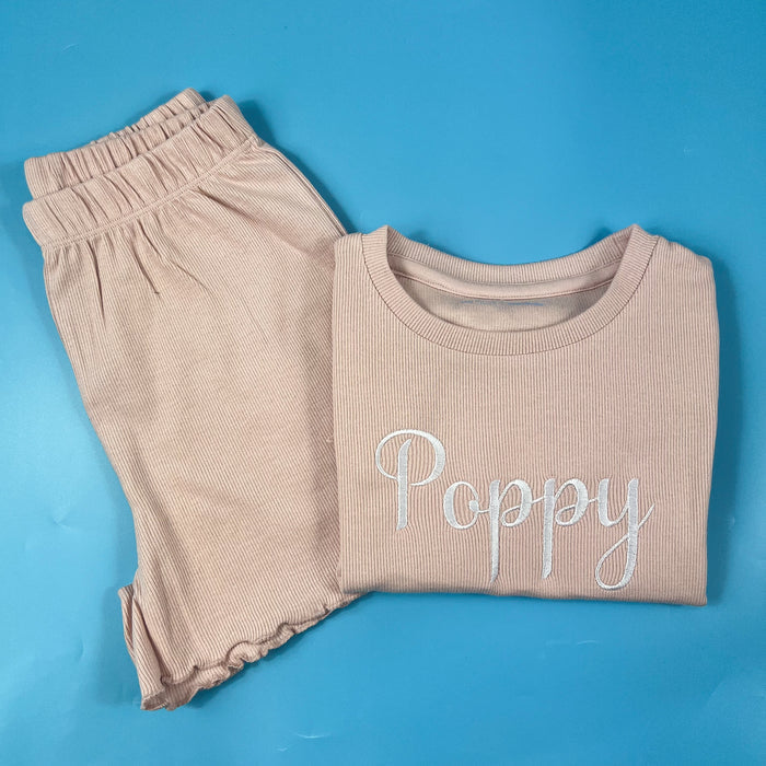 Blush ribbed Short set