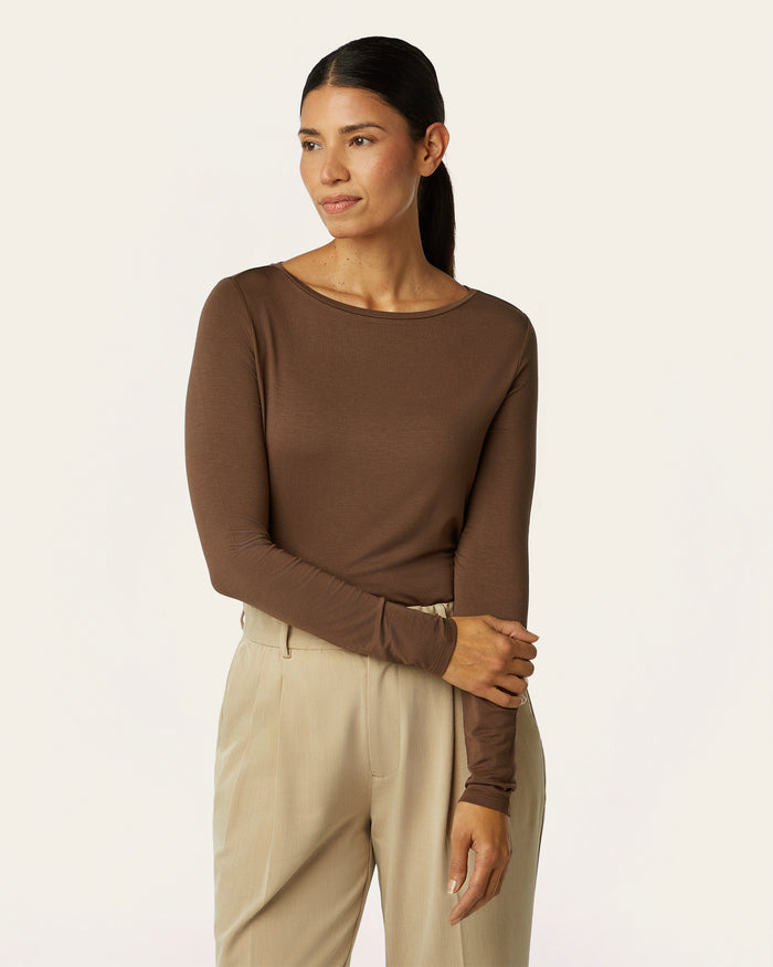 Boatneck Knit - Brown