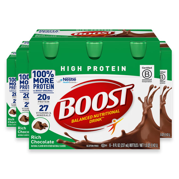 BOOST High Protein Rich Chocolate Nutritional Drink 8 oz - 6 Ct - 4 Pack
