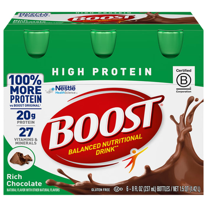 BOOST High Protein Rich Chocolate Nutritional Drink 8 oz - 6 Ct - 4 Pack