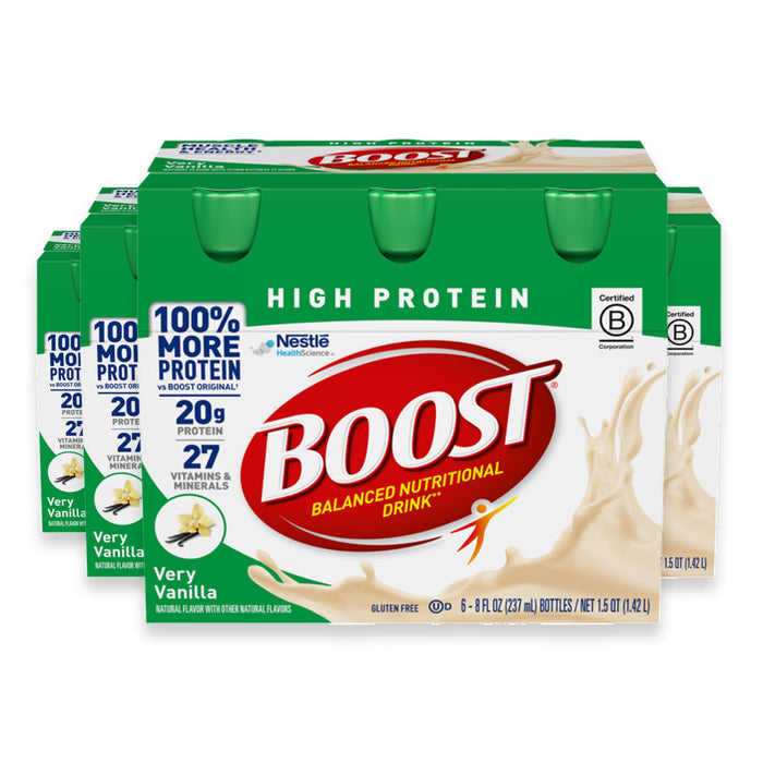 BOOST High Protein Very Vanilla Nutritional Drink 8 oz - 6 Ct - 4 Pack