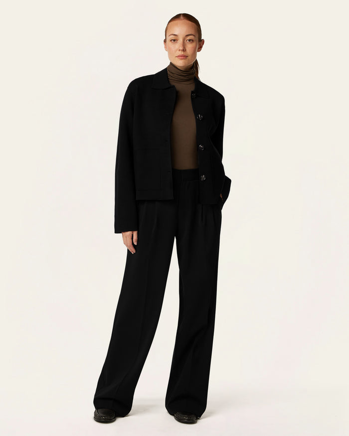 Boxy Jacquard Cardigan - Black