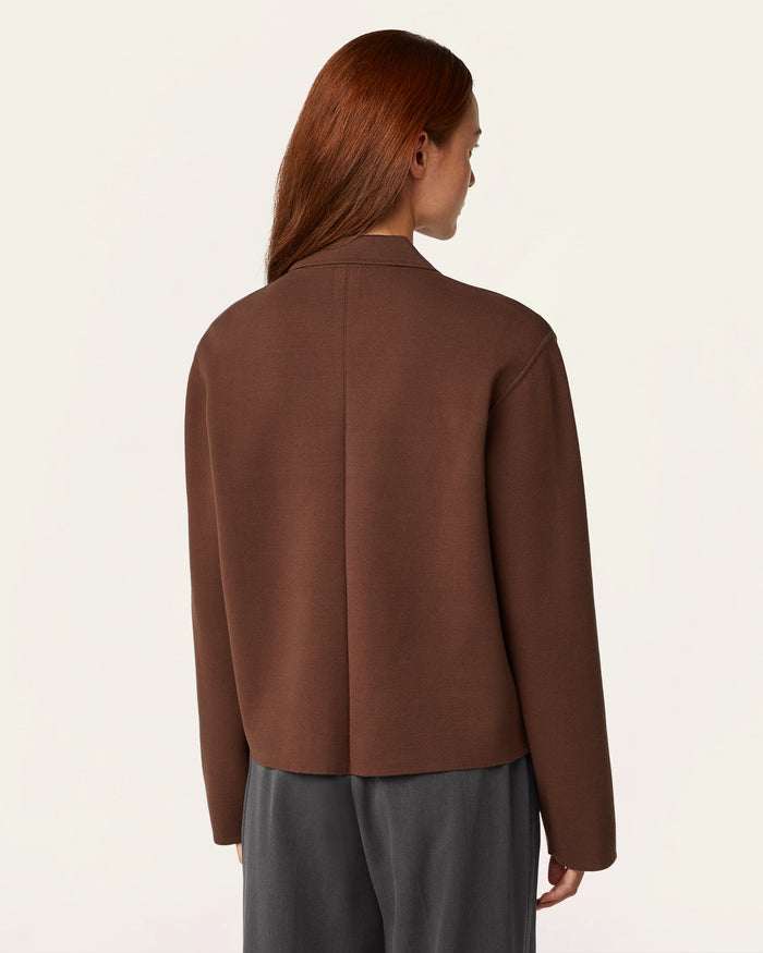 Boxy Jacquard Cardigan - Brown