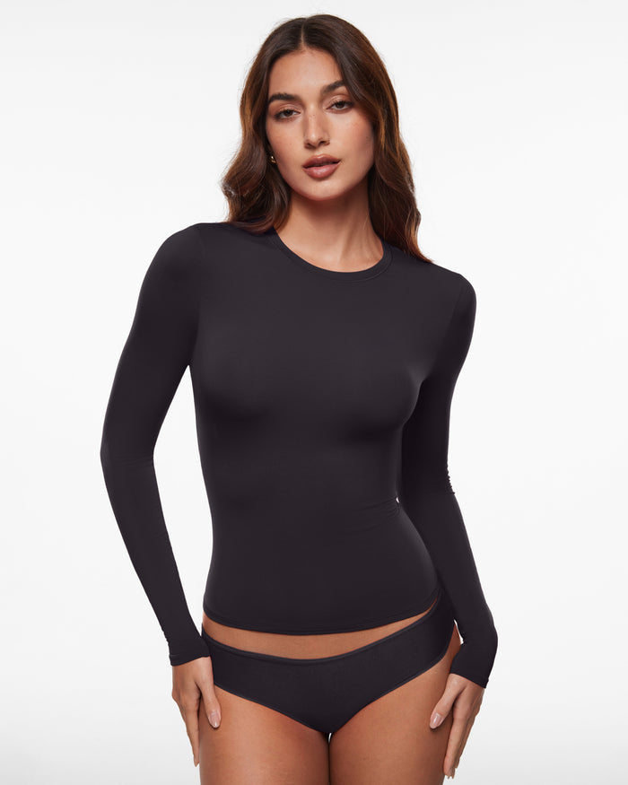 Brushed Crewneck Long Sleeve Top