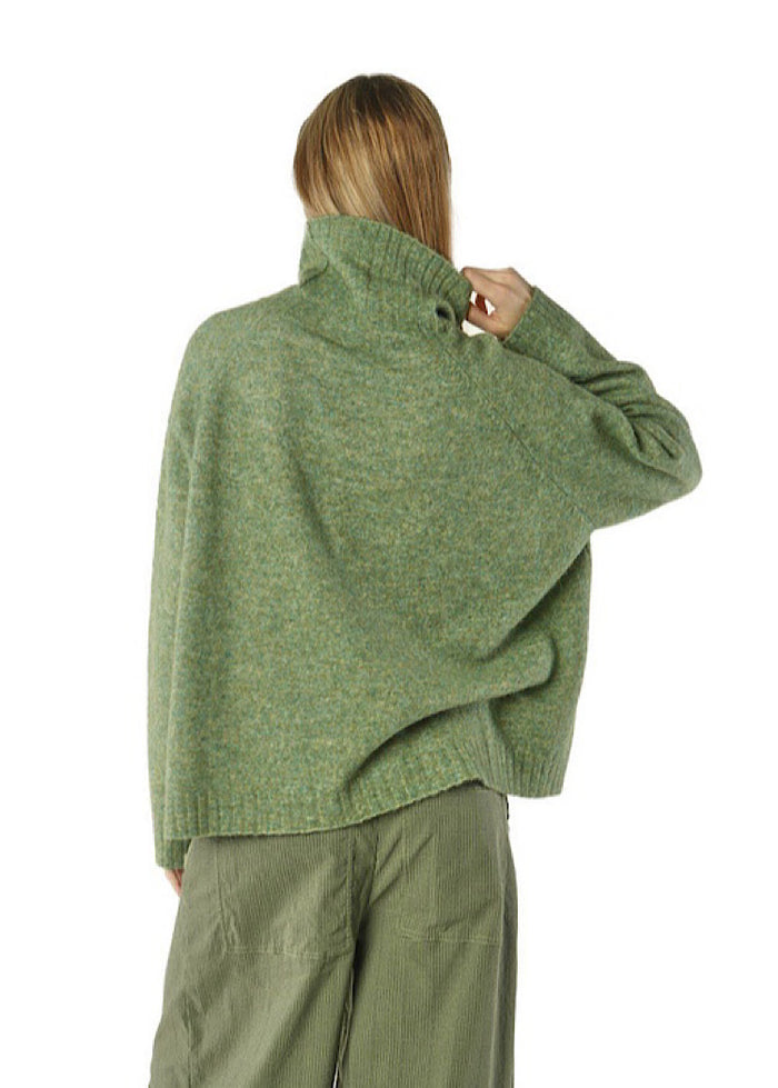 BRUSHED MÉLANGE KNITTED PULLOVER *BLACK* (Shown in LAVA MELANGE)