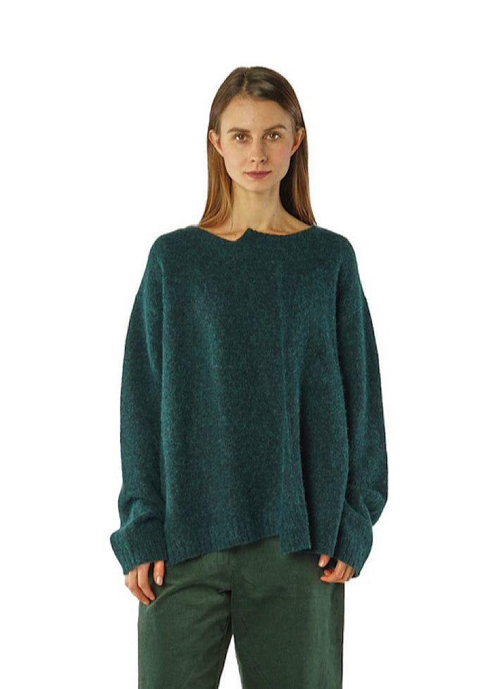 BRUSHED MÉLANGE KNITTED PULLOVER *LAVA MELANGE* (Shown in FOREST MELANGE)