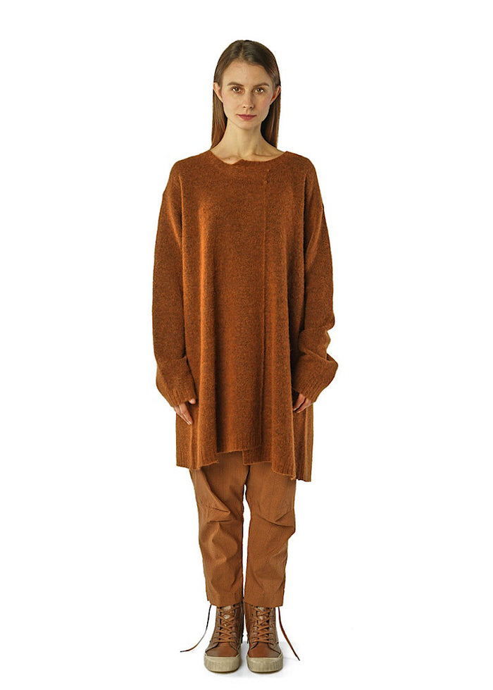 BRUSHED MÉLANGE KNITTED TUNIC *BLACK* (Shown in BRONZE MELANGE)