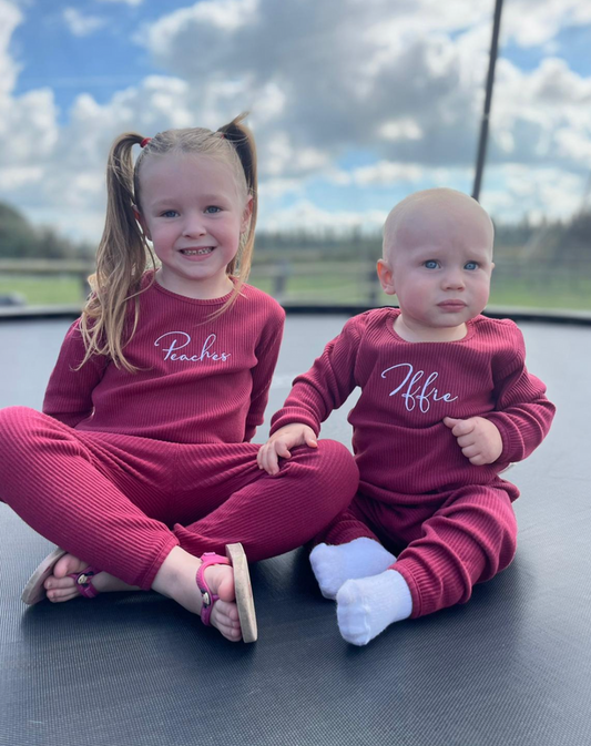 Burgandy Ribbed Tracksuit