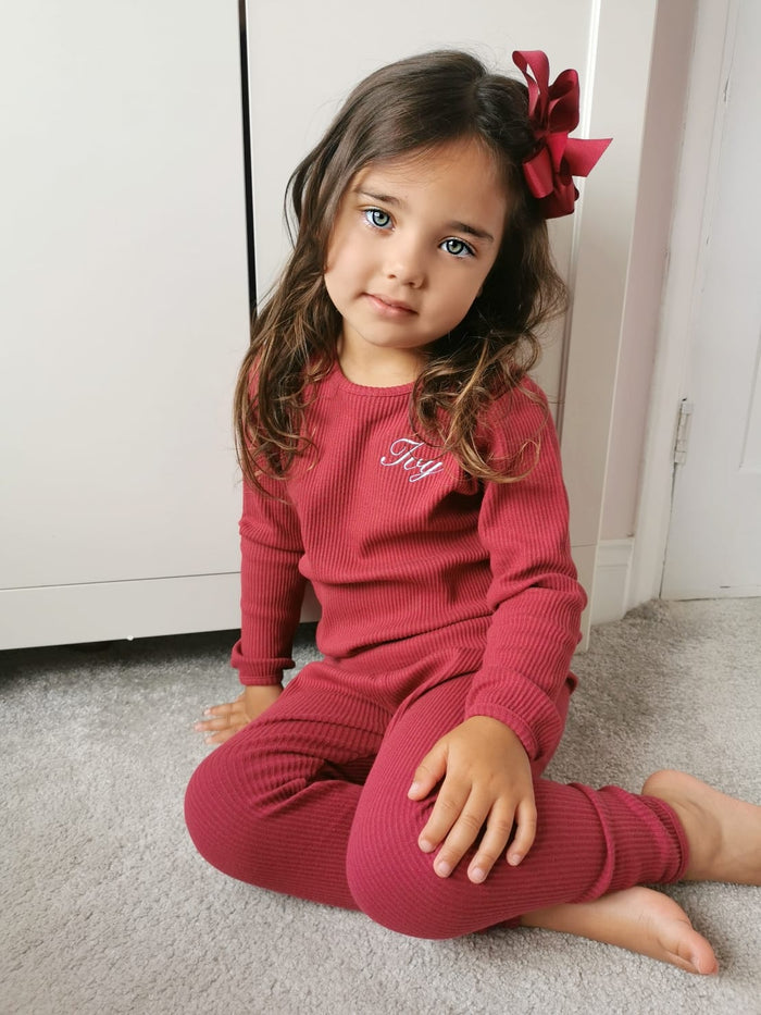 Burgundy Ribbed Tracksuit