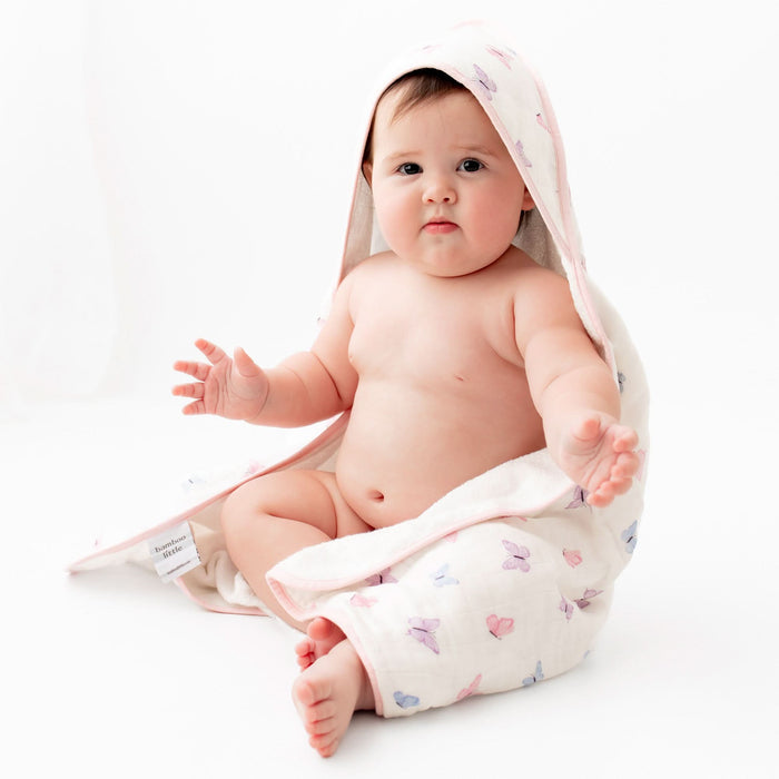 Butterfly hooded baby towel and washcloth set