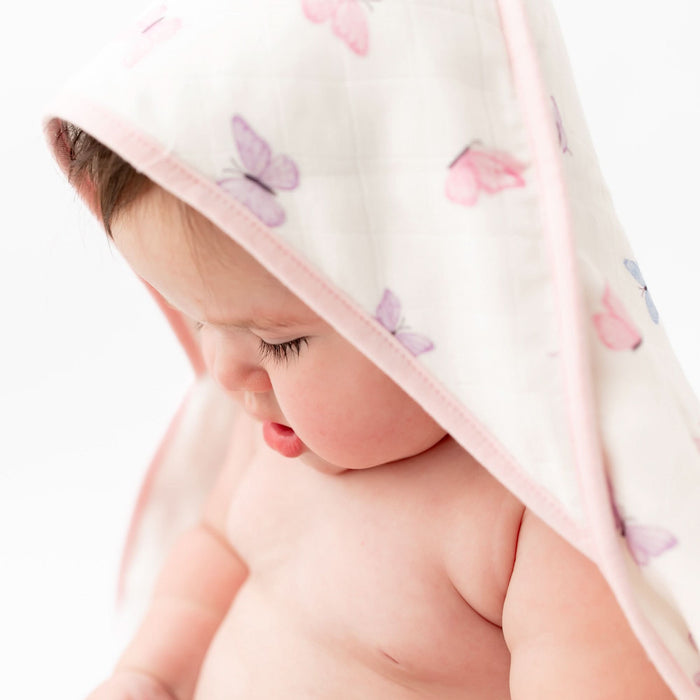 Close-up of butterfly hooded baby towel fabric