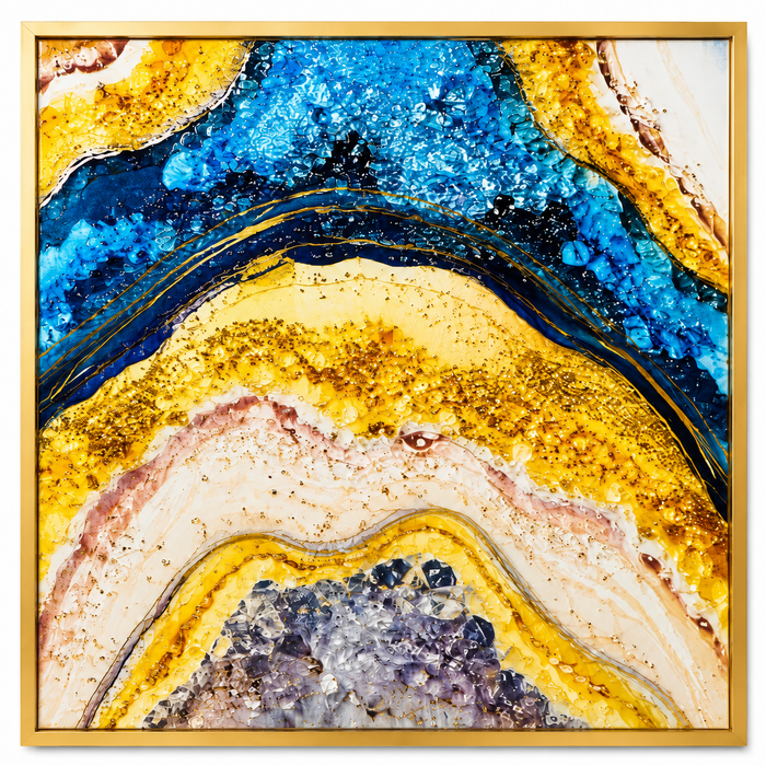 Buy Gold and Blue Marble Fluid Art Vinyl Wallpaper - Large ...