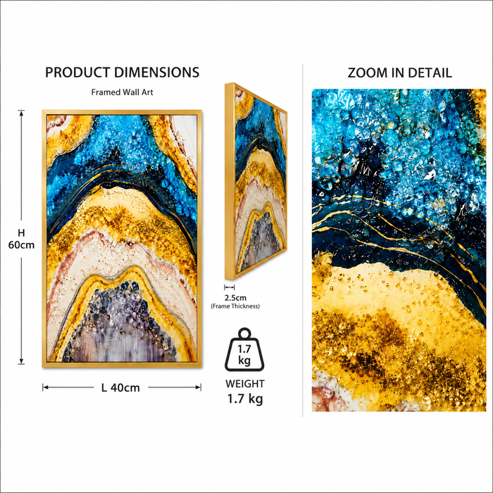 Buy Gold and Blue Marble Fluid Art Vinyl Wallpaper - Large ...