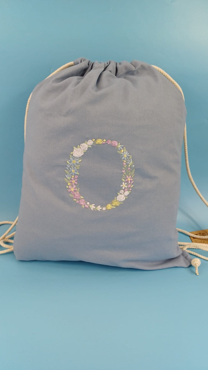 Canvas Bag with Floral Inital