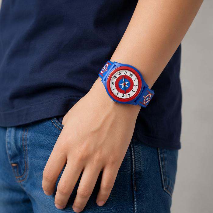 Captain America Analog Watch (Quartz, Blue, TPU/TPE)