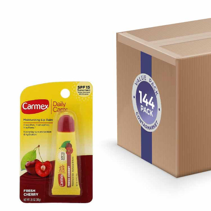 Carmex - Daily Care Moisturizing Lip Balm Tube Fresh Cherry SPF 15, 0.35 oz - 144 Pack