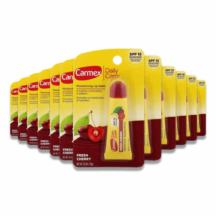 Carmex - Daily Care Moisturizing Lip Balm Tube Fresh Cherry SPF 15, 0.35 oz - 144 Pack