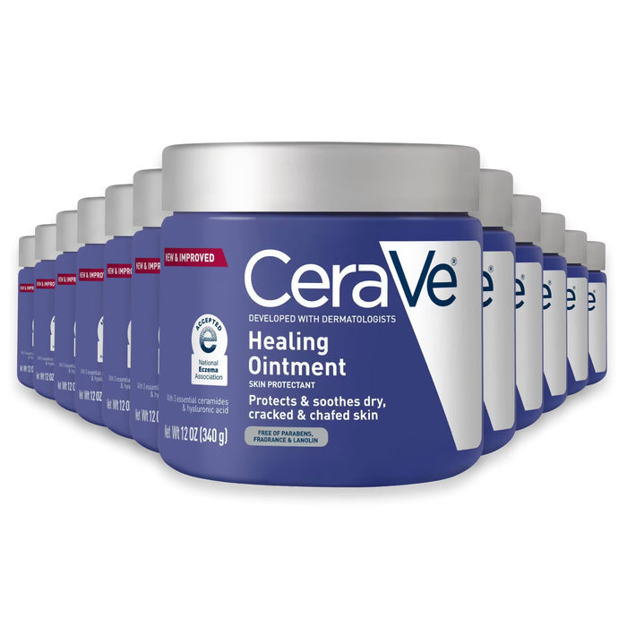 CeraVe Healing Ointment Skin Protectant Unscented for Dry Cracked and Chafed Skin - 12 oz - 12 Pack
