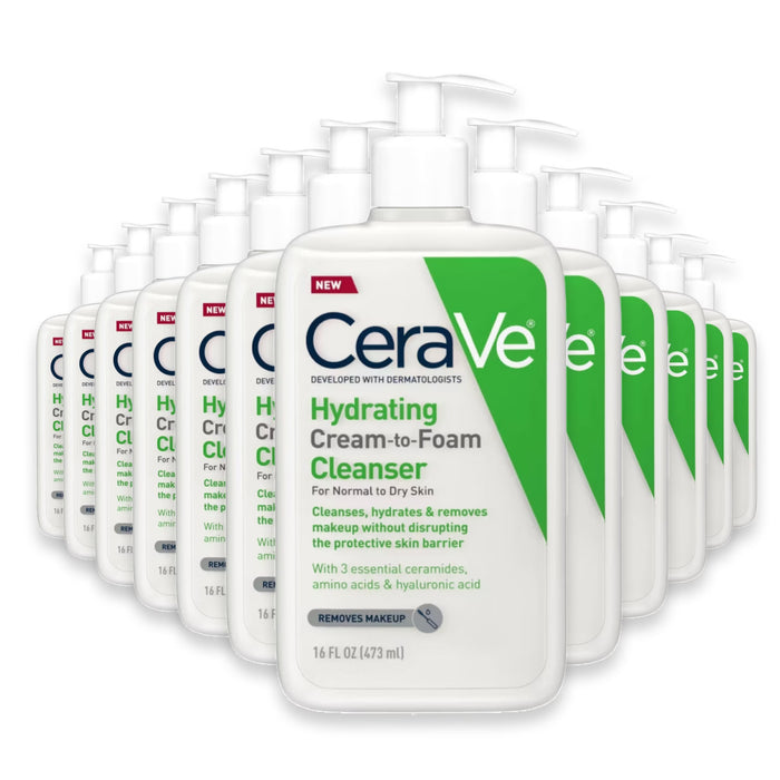 CeraVe Hydrating Cream-to-Foam Facial Cleanser Normal to Dry Skin - 16 oz - 12 Pack