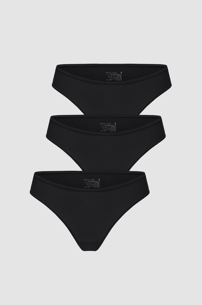 Women's Cheeky High Cut Bikini 3 Pack Black 3pack