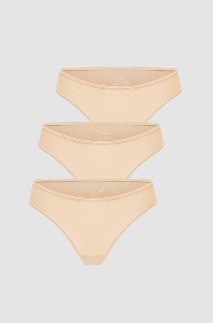 Women's Cheeky High Cut Bikini 3 Pack Beige (3pack)