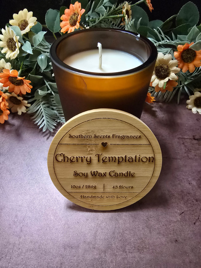 Cherry Temptation - Soy Wax Candle - Hand Poured - 10oz