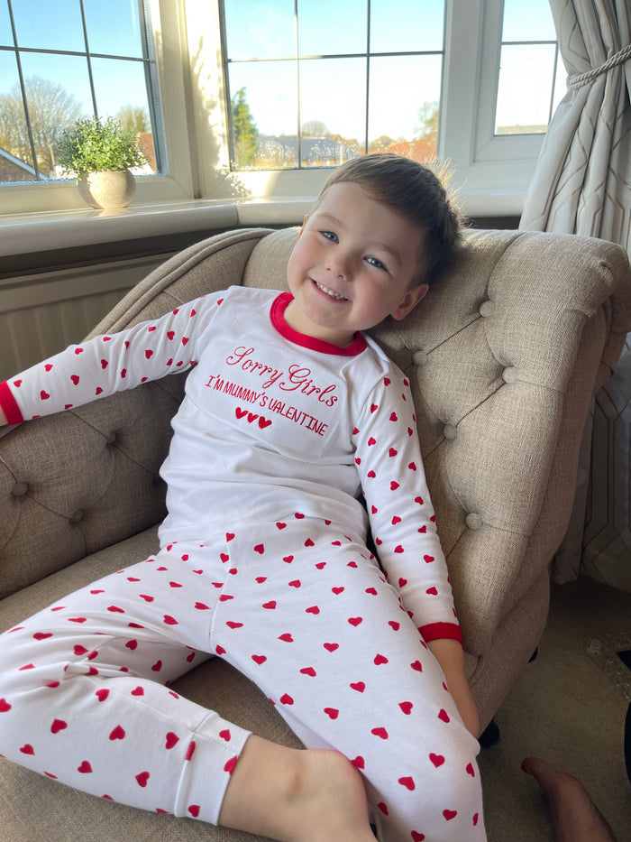 Childrens Valentines Pyjamas ' Sorry Girls/Boys'