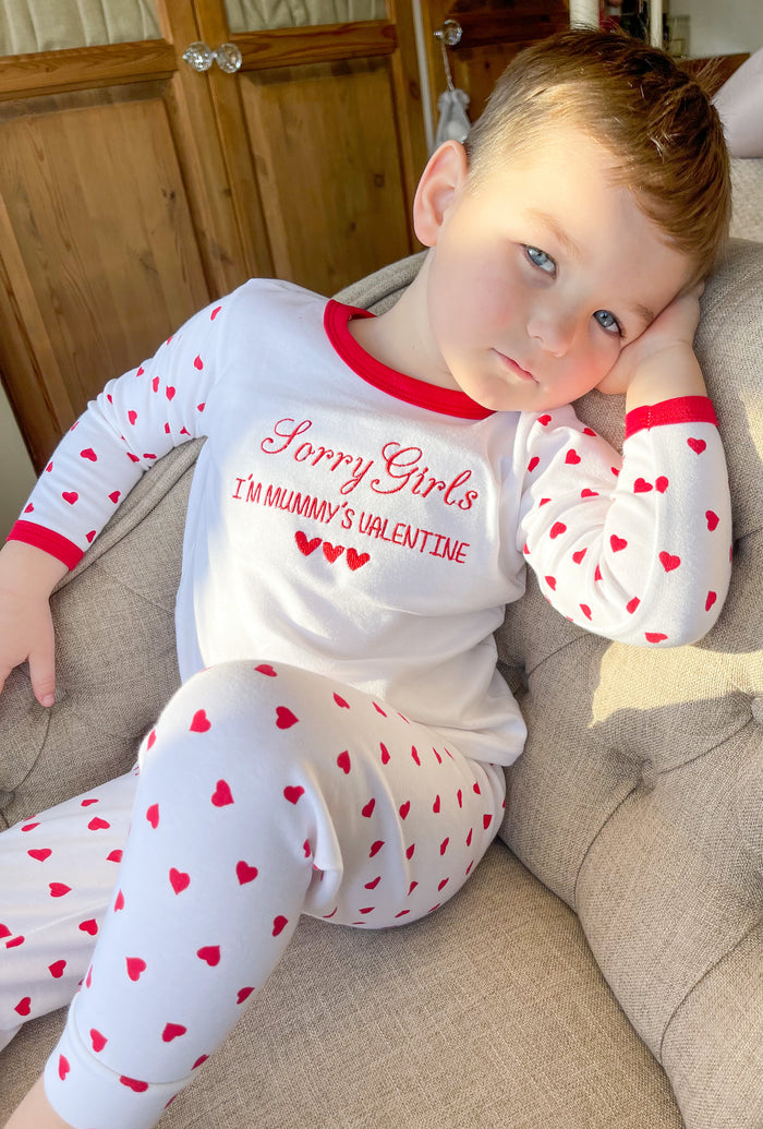 Childrens Valentines Pyjamas ' Sorry Girls/Boys'