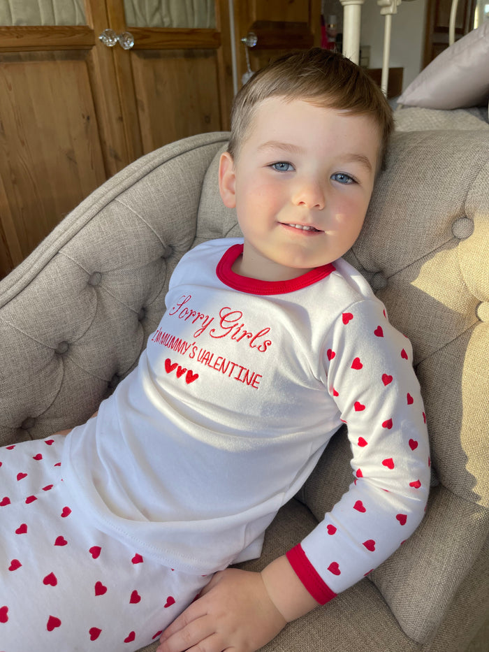 Childrens Valentines Pyjamas ' Sorry Girls/Boys'