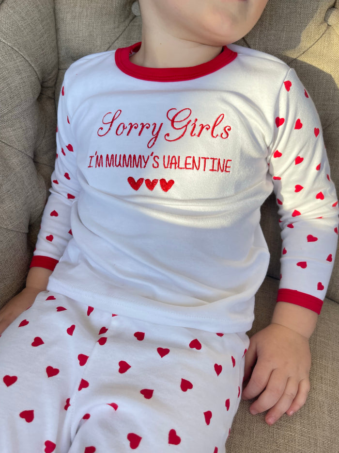 Childrens Valentines Pyjamas ' Sorry Girls/Boys'