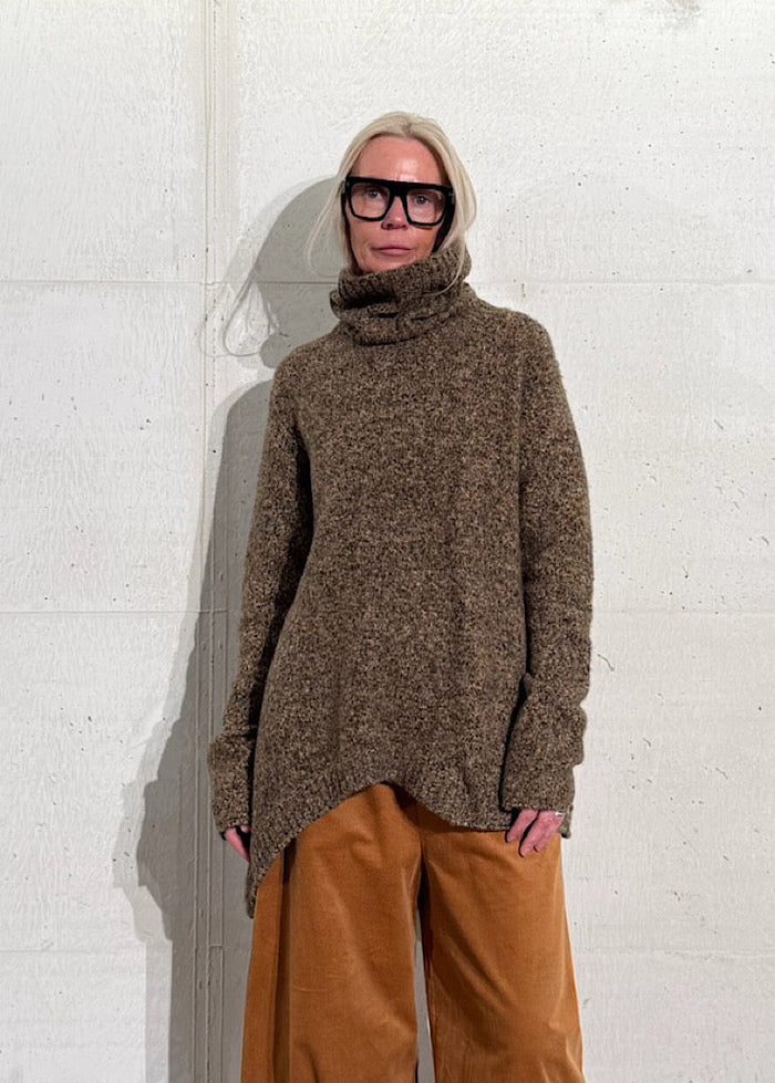 CL FUNNEL NECK MELANGE KNIT PULLOVER