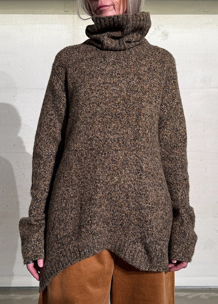 CL FUNNEL NECK MELANGE KNIT PULLOVER