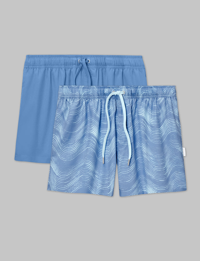 Classic Swim Short (2-Pack)::Marina/Bel Air Blue Waves