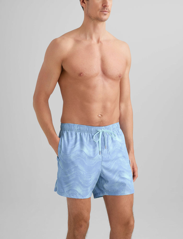 Classic Swim Short (2-Pack)::Black/Bel Air Blue Waves