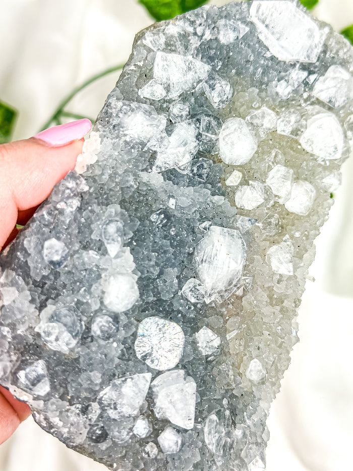 Clear Apophyllite on Blue Chalcedony Specimen #4