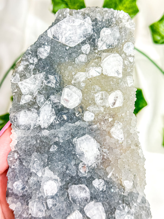 Clear Apophyllite on Blue Chalcedony Specimen #4