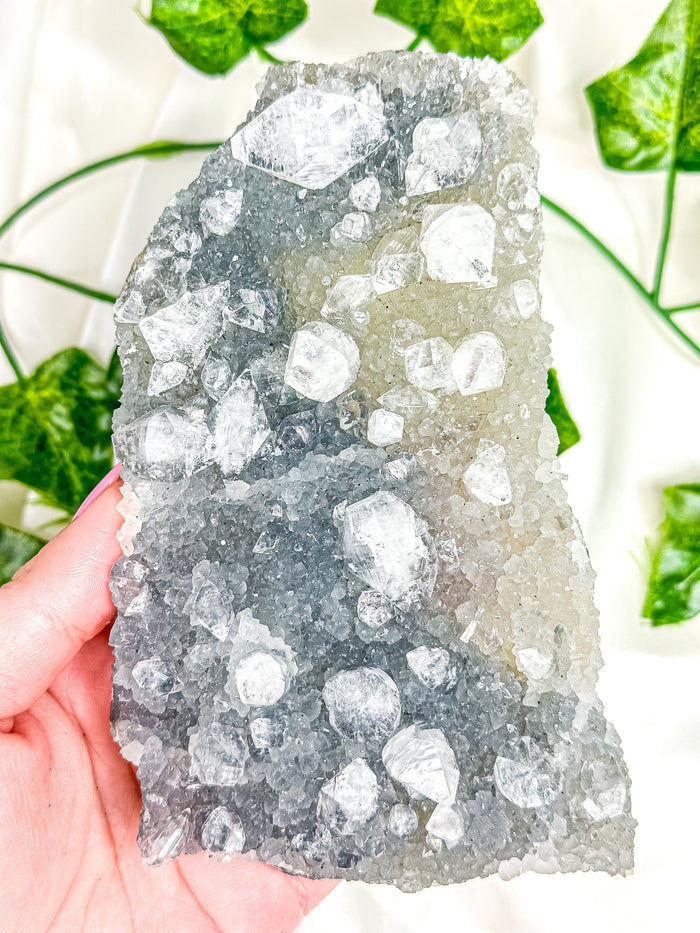 Clear Apophyllite on Blue Chalcedony Specimen #4