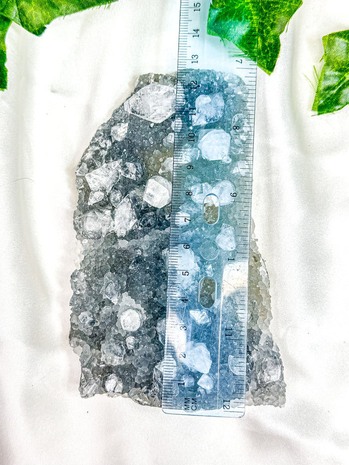 Clear Apophyllite on Blue Chalcedony Specimen #4