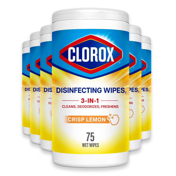 Clorox Lemon Fresh Disinfecting Cleaning Wipes - 75 Ct - 6 Pack